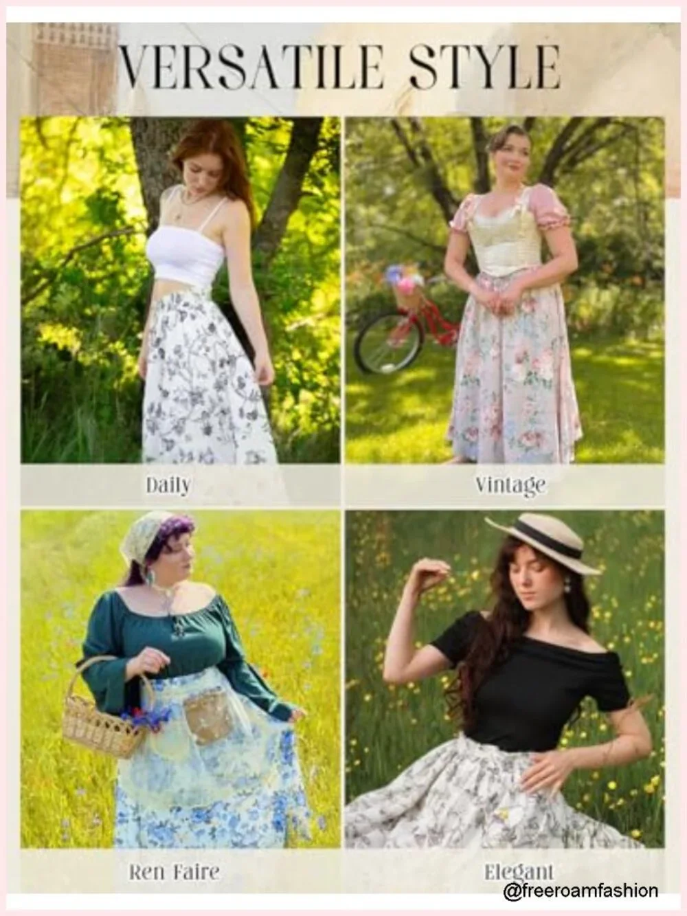 Victorian Floral Maxi Skirt with Pockets High Waist
